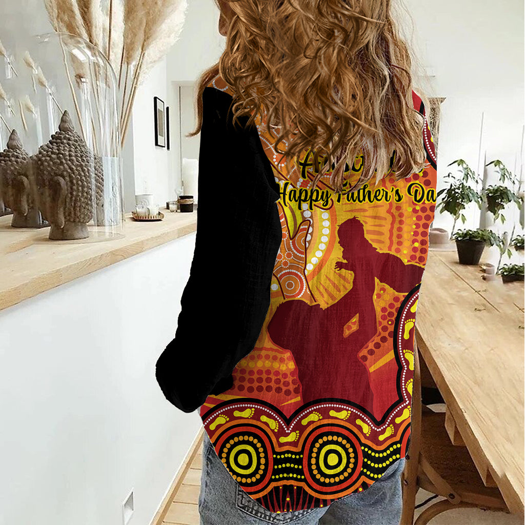 Australia Father Day Women Casual Shirt Aussie Best Dad Ever Indigenous Hand Art LT14