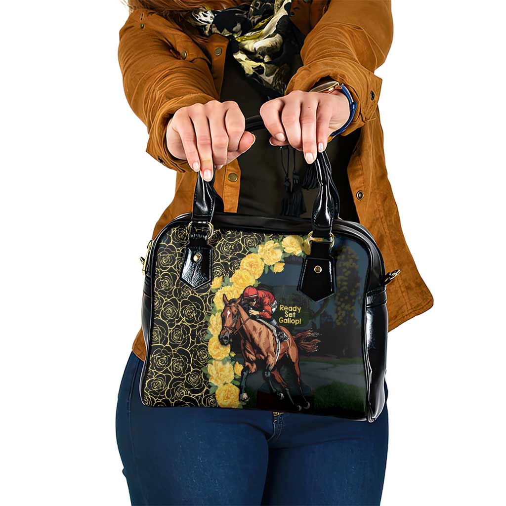 Melbourne Horse Racing Shoulder Handbag Yellow Roses - Ready Set Gallop!