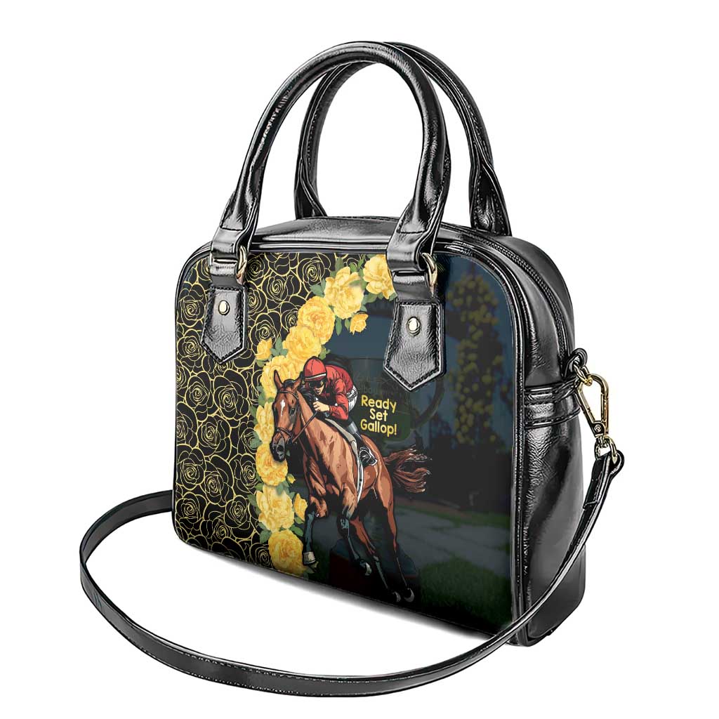 Melbourne Horse Racing Shoulder Handbag Yellow Roses - Ready Set Gallop!