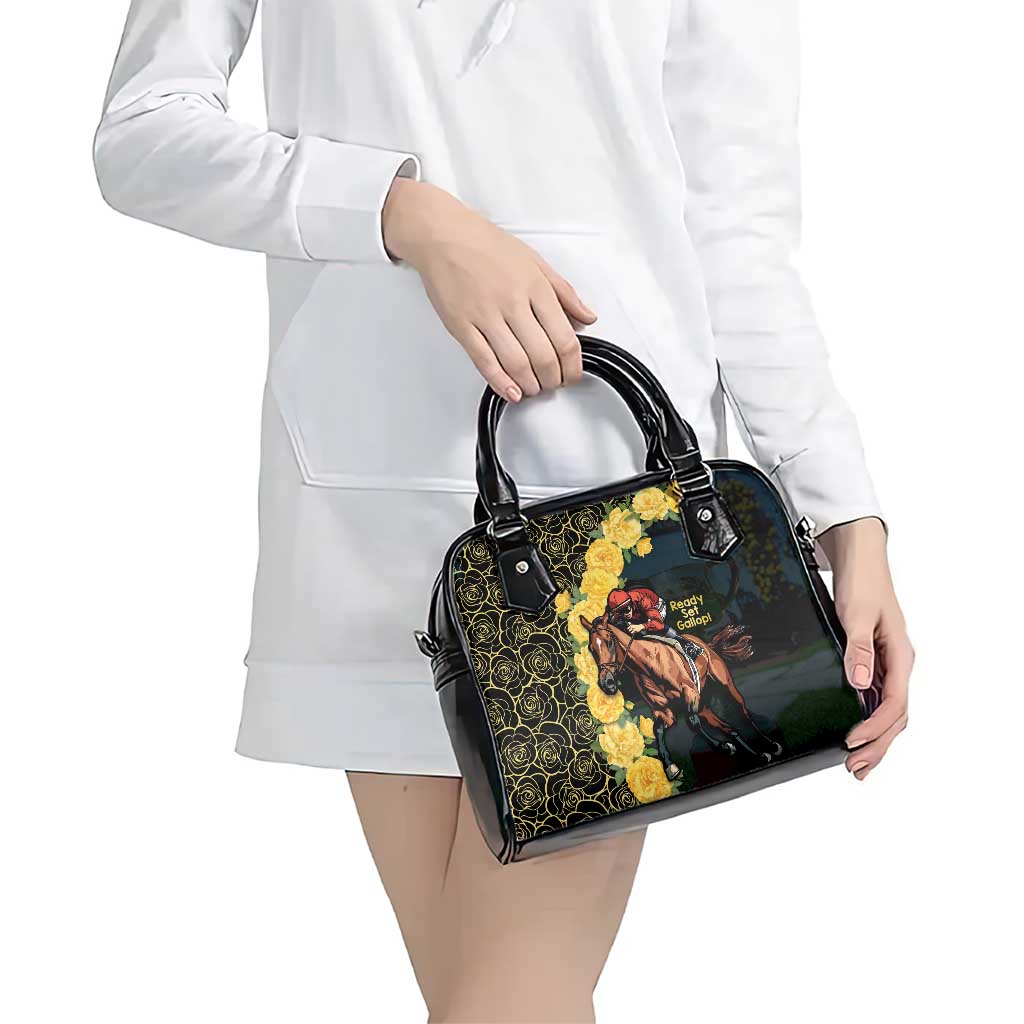 Melbourne Horse Racing Shoulder Handbag Yellow Roses - Ready Set Gallop!