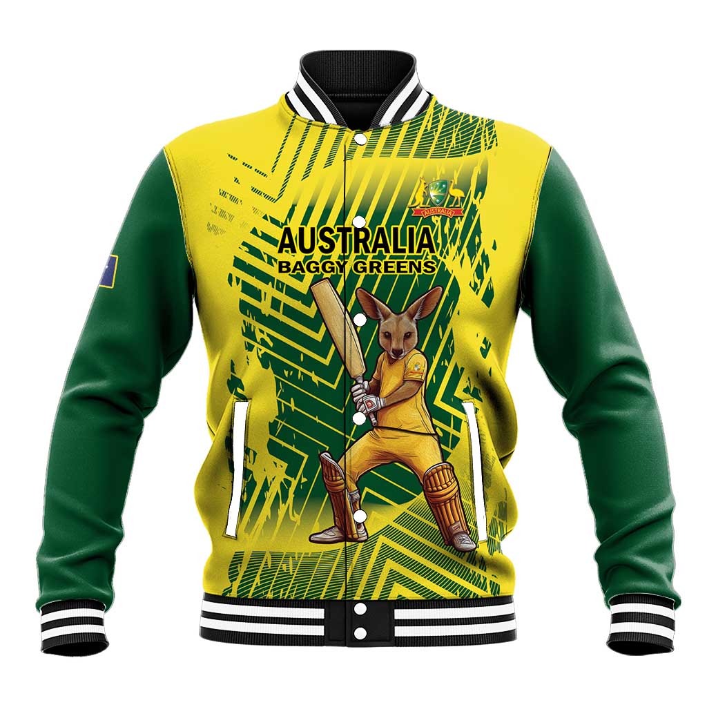 Custom Australia Cricket Baseball Jacket Aussie Baggy Greens - Kangaroo Mascot Style