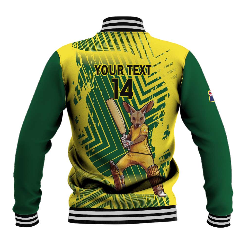 Custom Australia Cricket Baseball Jacket Aussie Baggy Greens - Kangaroo Mascot Style