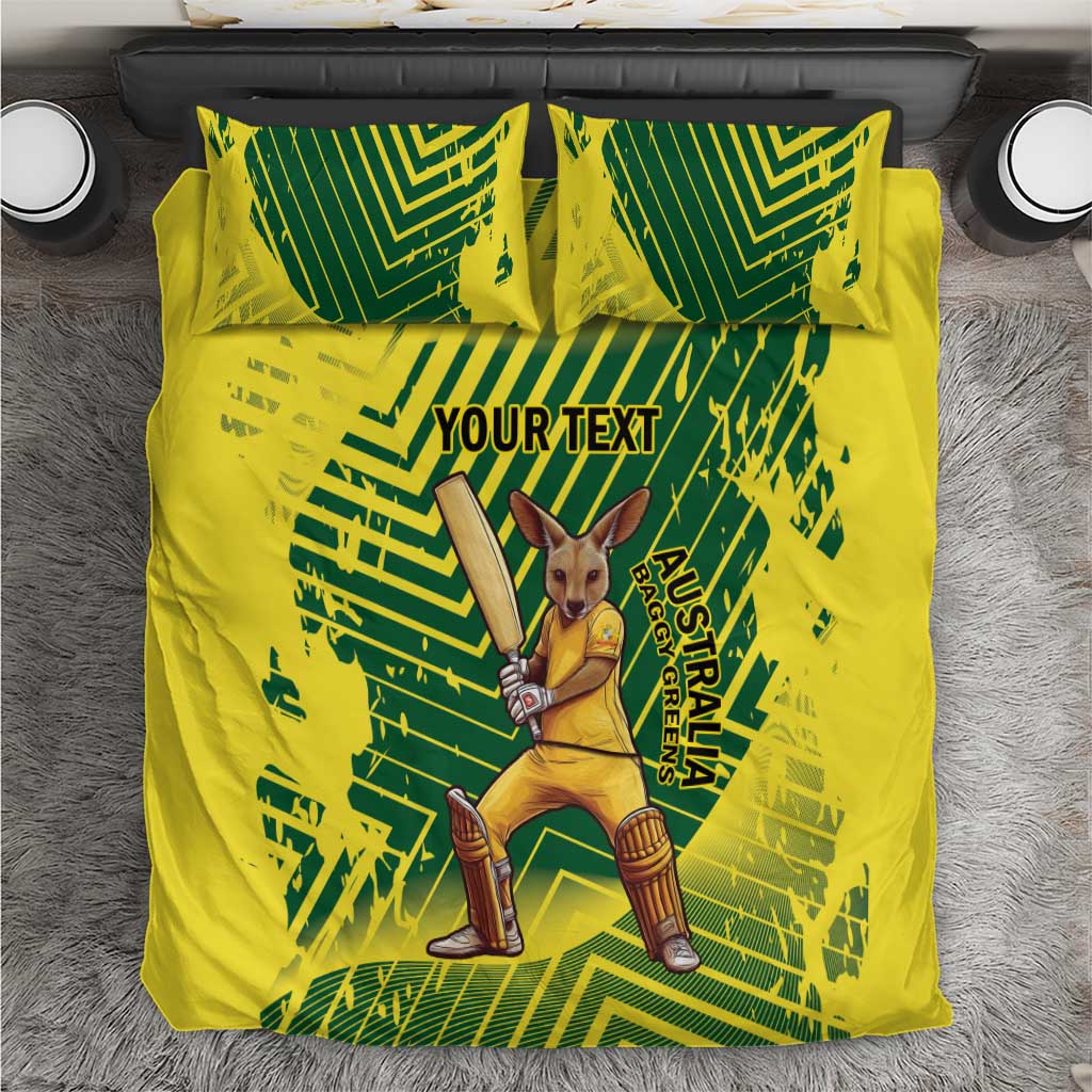 Custom Australia Cricket Bedding Set Aussie Baggy Greens - Kangaroo Mascot Style