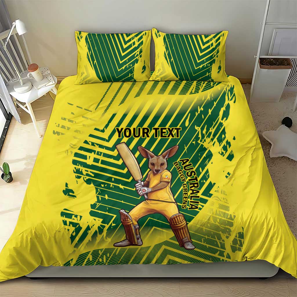 Custom Australia Cricket Bedding Set Aussie Baggy Greens - Kangaroo Mascot Style