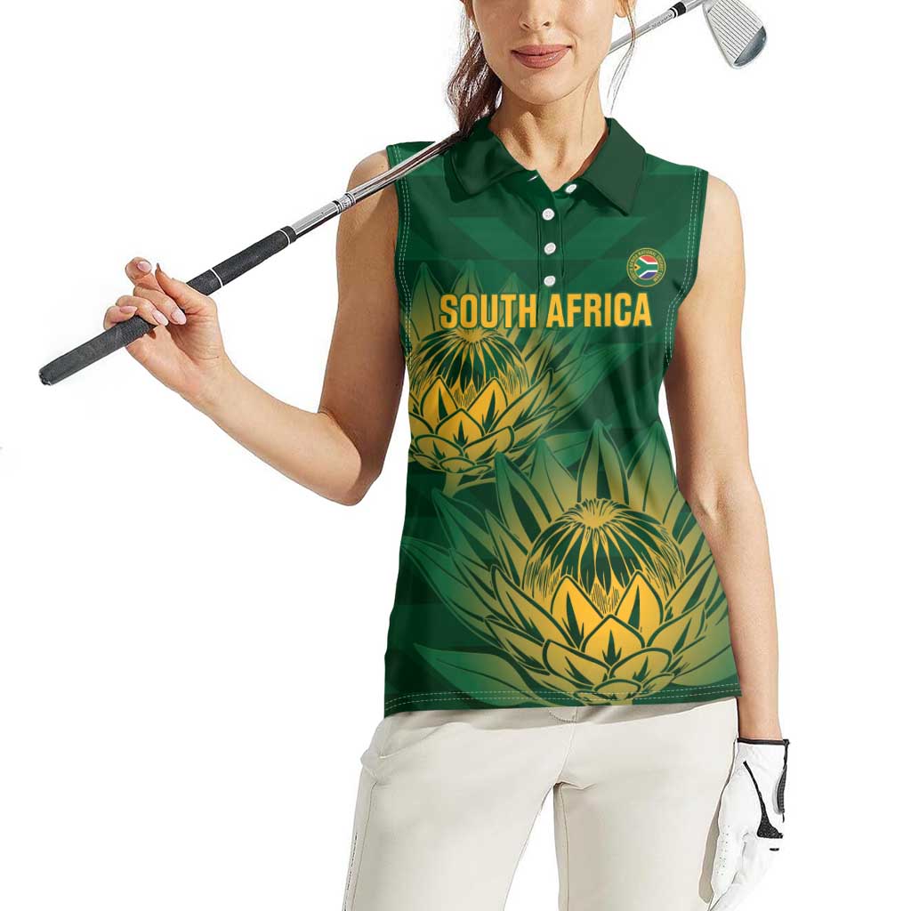 Custom South Africa Cricket Women Sleeveless Polo Shirt Go Champions Proteas