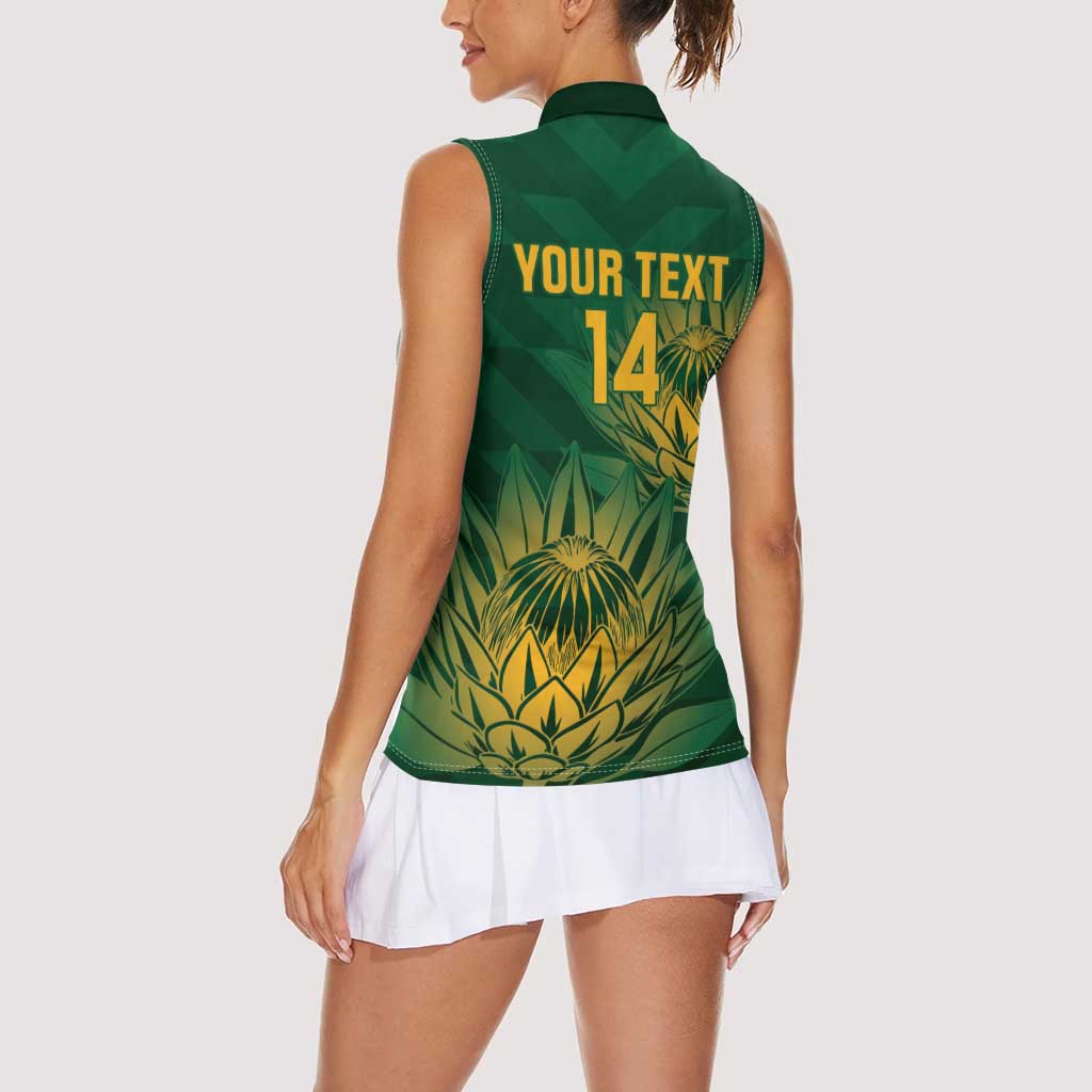 Custom South Africa Cricket Women Sleeveless Polo Shirt Go Champions Proteas