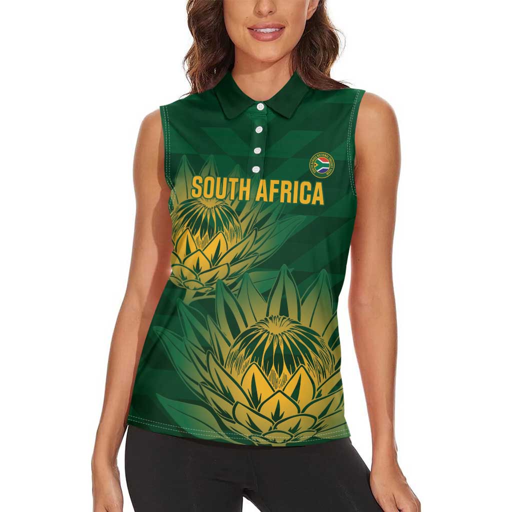 Custom South Africa Cricket Women Sleeveless Polo Shirt Go Champions Proteas