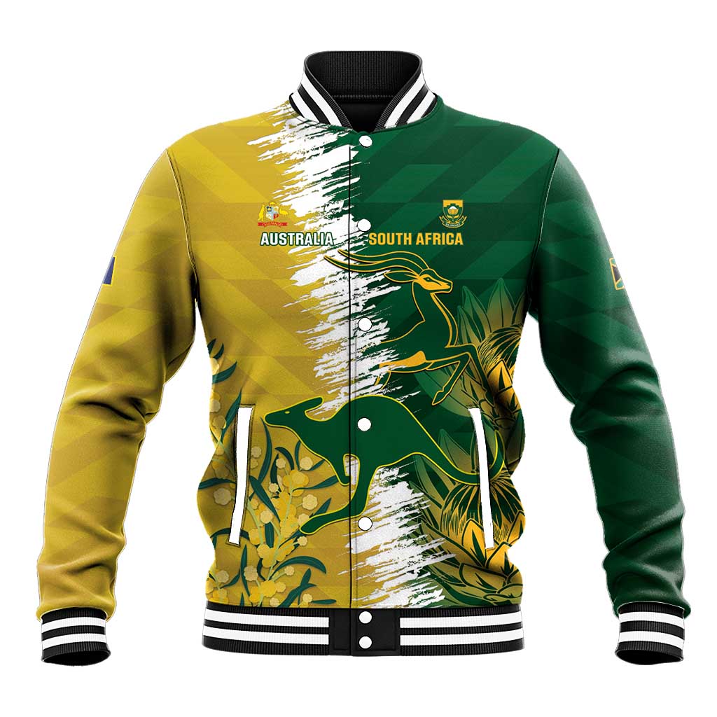 Custom Australia And South Africa Cricket Baseball Jacket Aussies Proteas Together