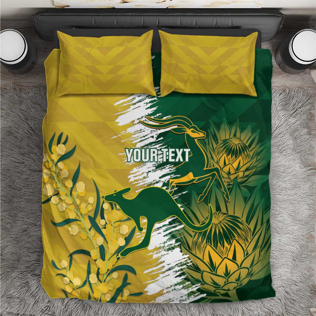 Custom Australia And South Africa Cricket Bedding Set Aussies Proteas Together