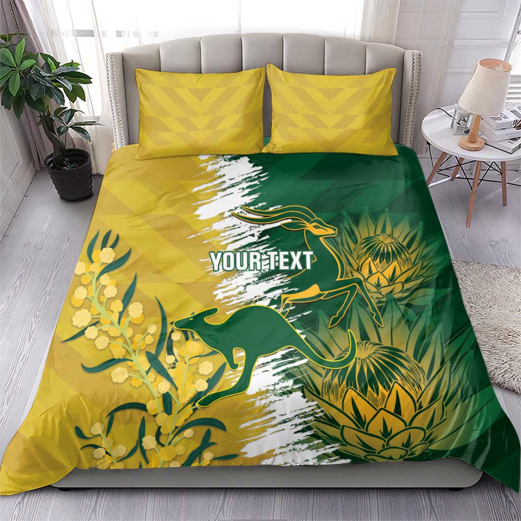 Custom Australia And South Africa Cricket Bedding Set Aussies Proteas Together