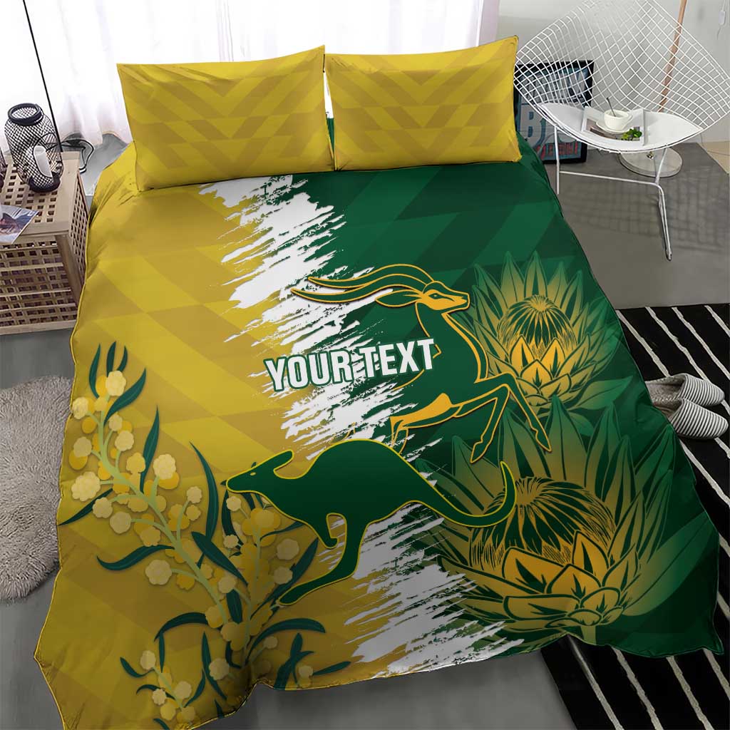 Custom Australia And South Africa Cricket Bedding Set Aussies Proteas Together