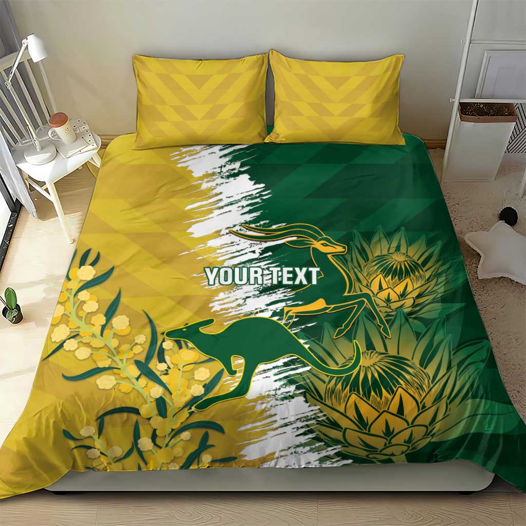 Custom Australia And South Africa Cricket Bedding Set Aussies Proteas Together