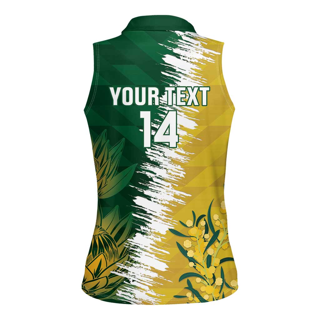 Custom Australia And South Africa Cricket Women Sleeveless Polo Shirt Aussies Proteas Together