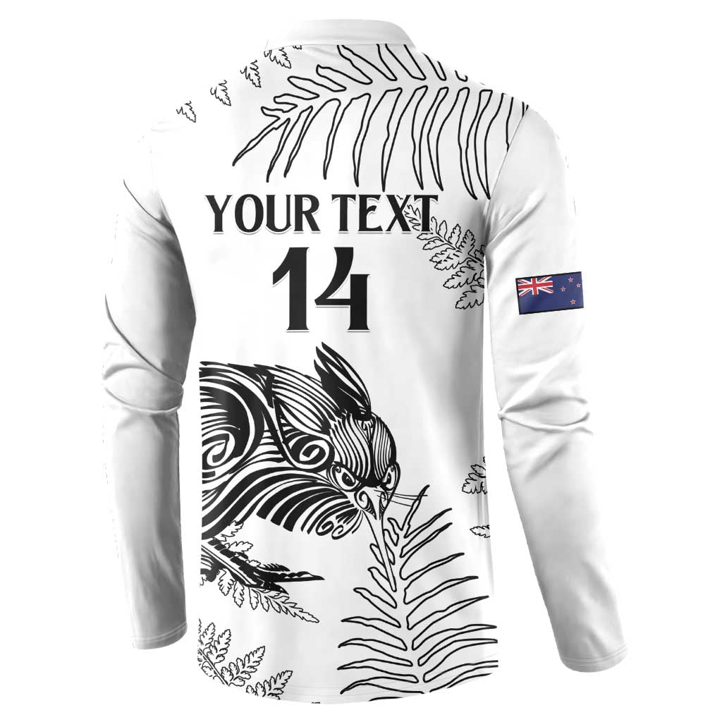 Custom New Zealand Kiwi Football Button Sweatshirt Aotearoa Silver Fern