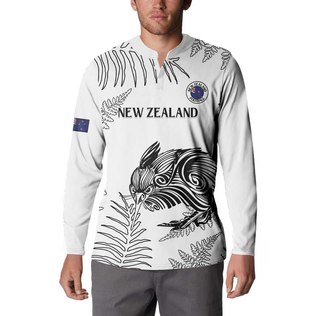 Custom New Zealand Kiwi Football Button Sweatshirt Aotearoa Silver Fern