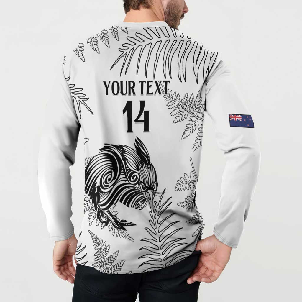 Custom New Zealand Kiwi Football Button Sweatshirt Aotearoa Silver Fern