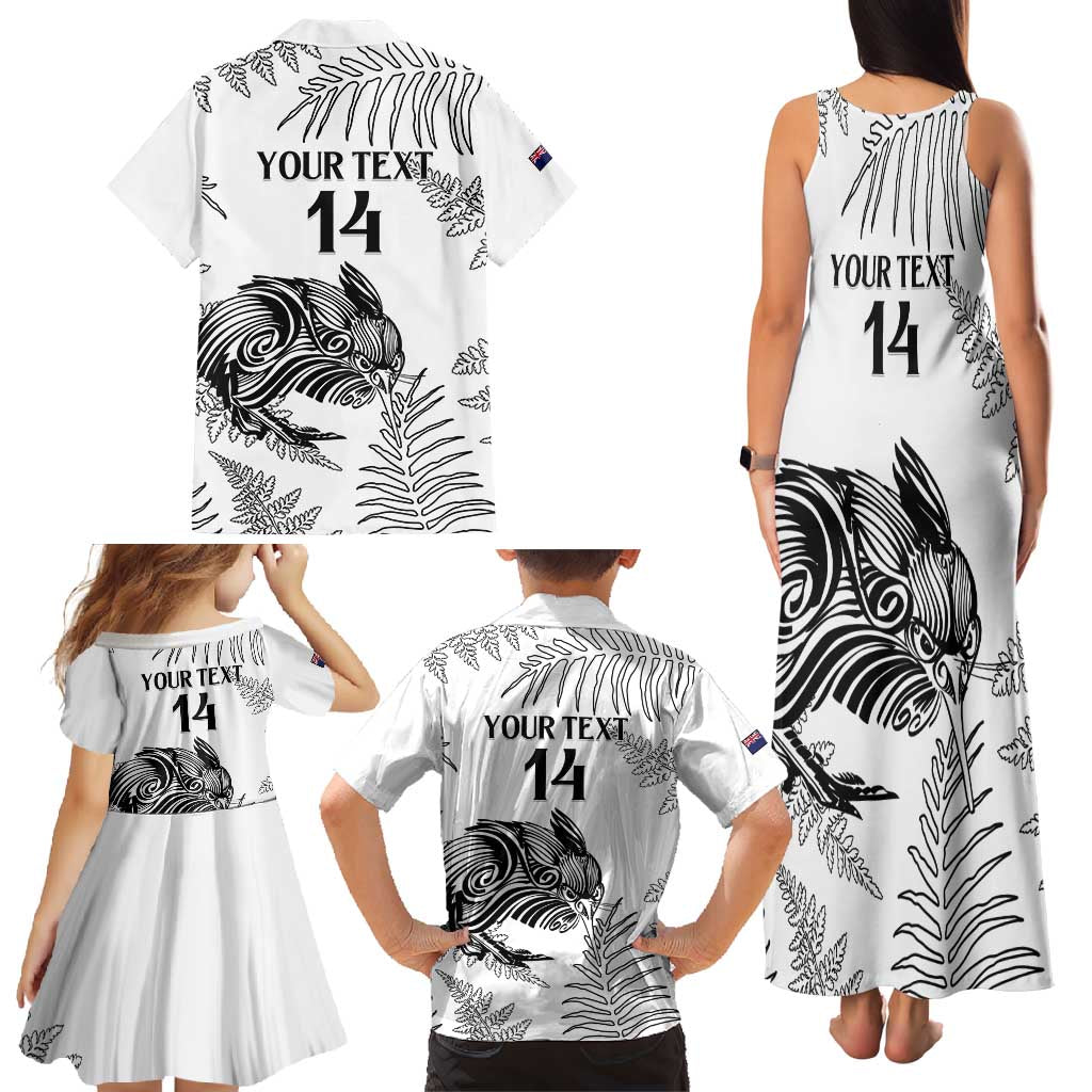 Custom New Zealand Kiwi Football Family Matching Tank Maxi Dress and Hawaiian Shirt Aotearoa Silver Fern