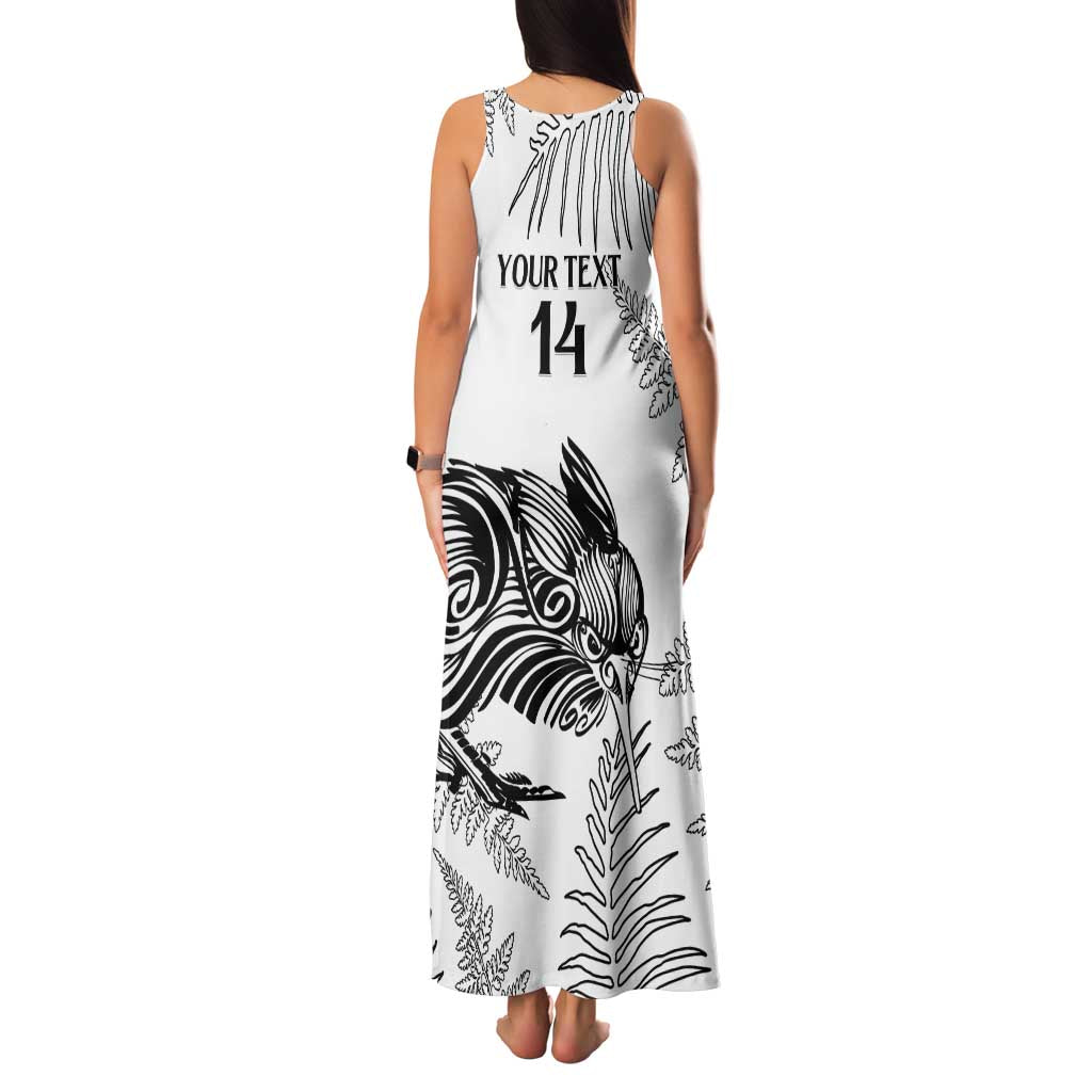 Custom New Zealand Kiwi Football Family Matching Tank Maxi Dress and Hawaiian Shirt Aotearoa Silver Fern