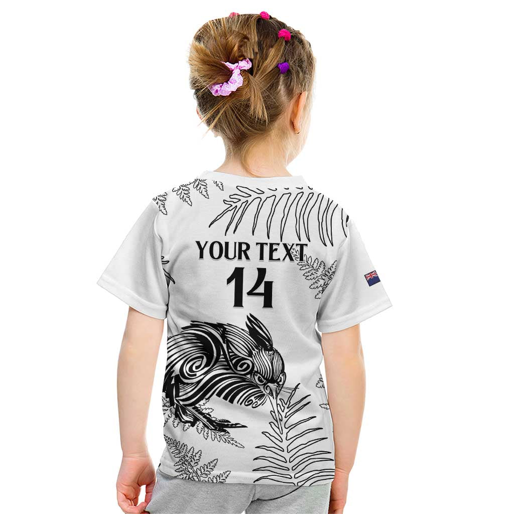 Custom New Zealand Kiwi Football Kid T Shirt Aotearoa Silver Fern