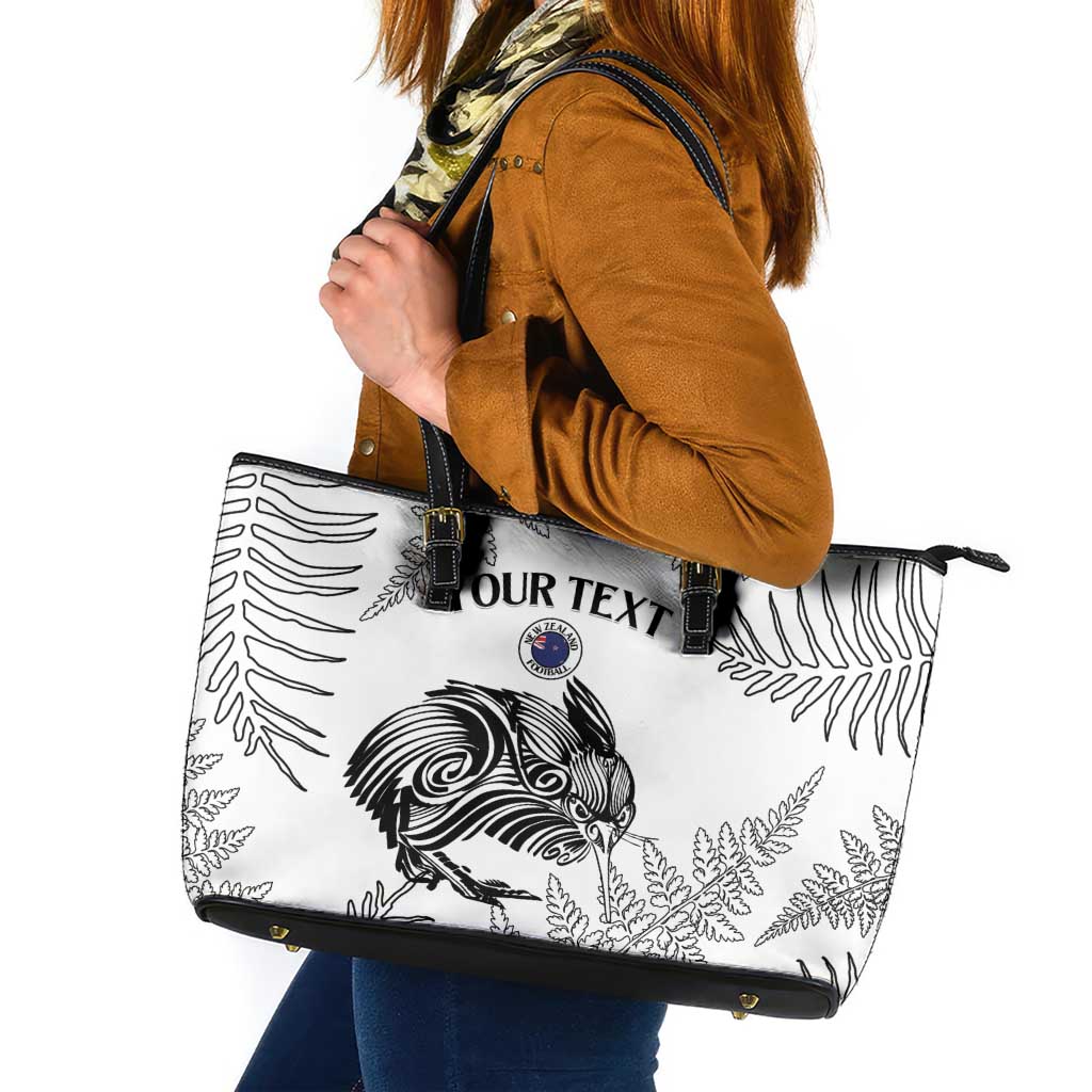 Custom New Zealand Kiwi Football Leather Tote Bag Aotearoa Silver Fern