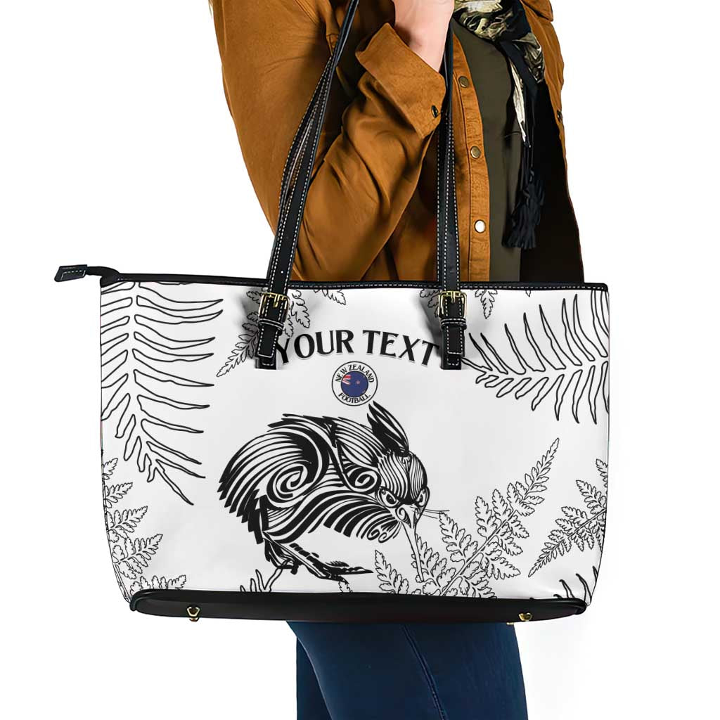 Custom New Zealand Kiwi Football Leather Tote Bag Aotearoa Silver Fern