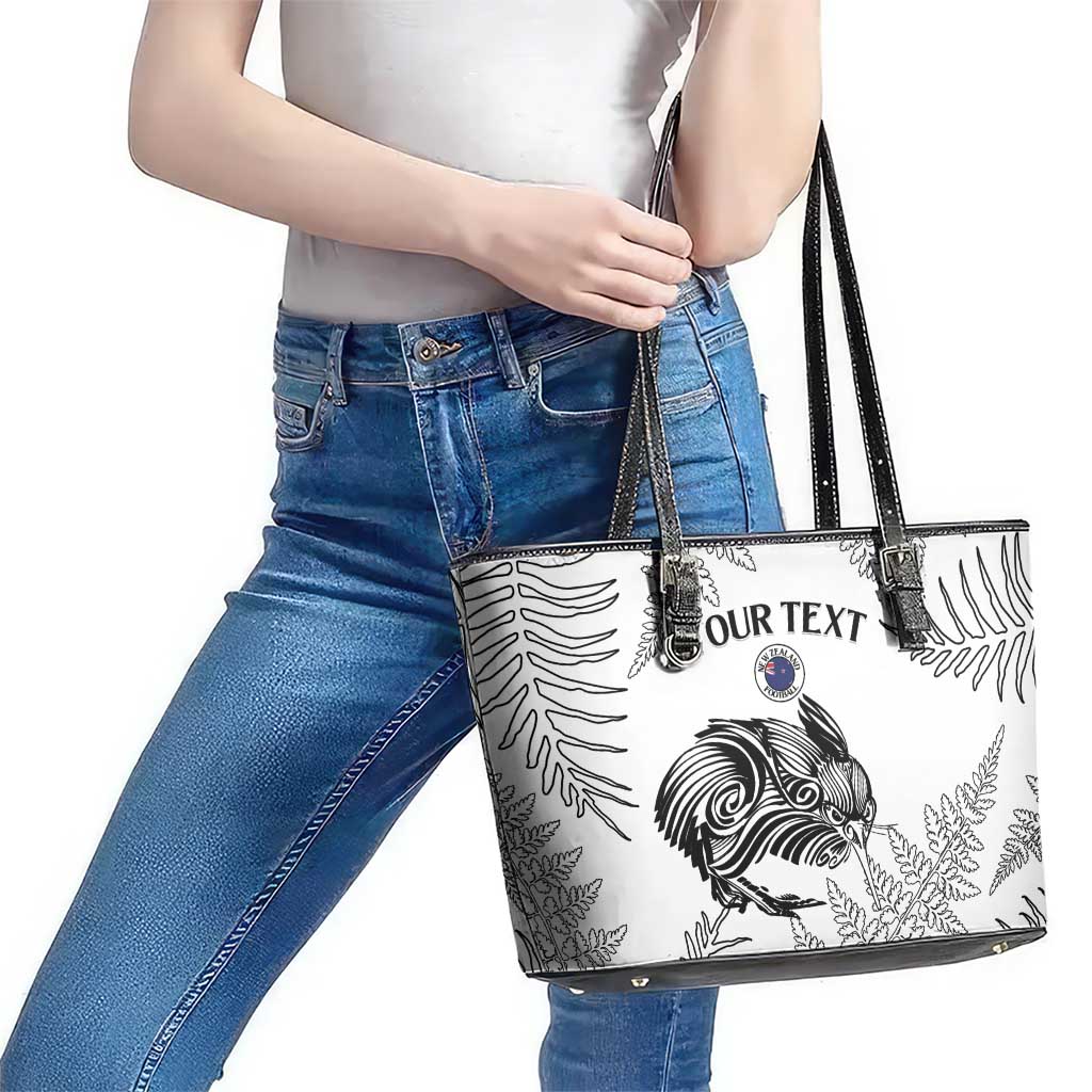 Custom New Zealand Kiwi Football Leather Tote Bag Aotearoa Silver Fern