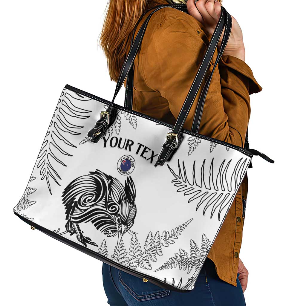 Custom New Zealand Kiwi Football Leather Tote Bag Aotearoa Silver Fern