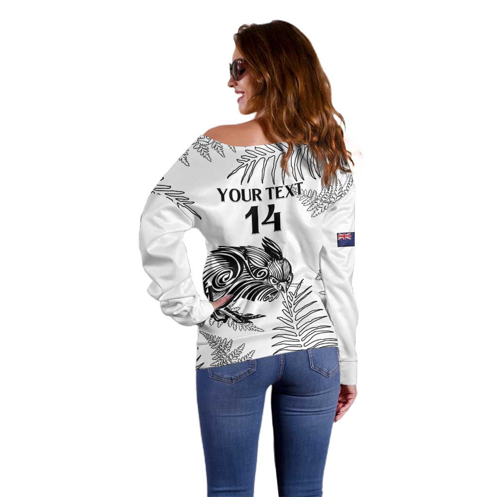 Custom New Zealand Kiwi Football Off Shoulder Sweater Aotearoa Silver Fern