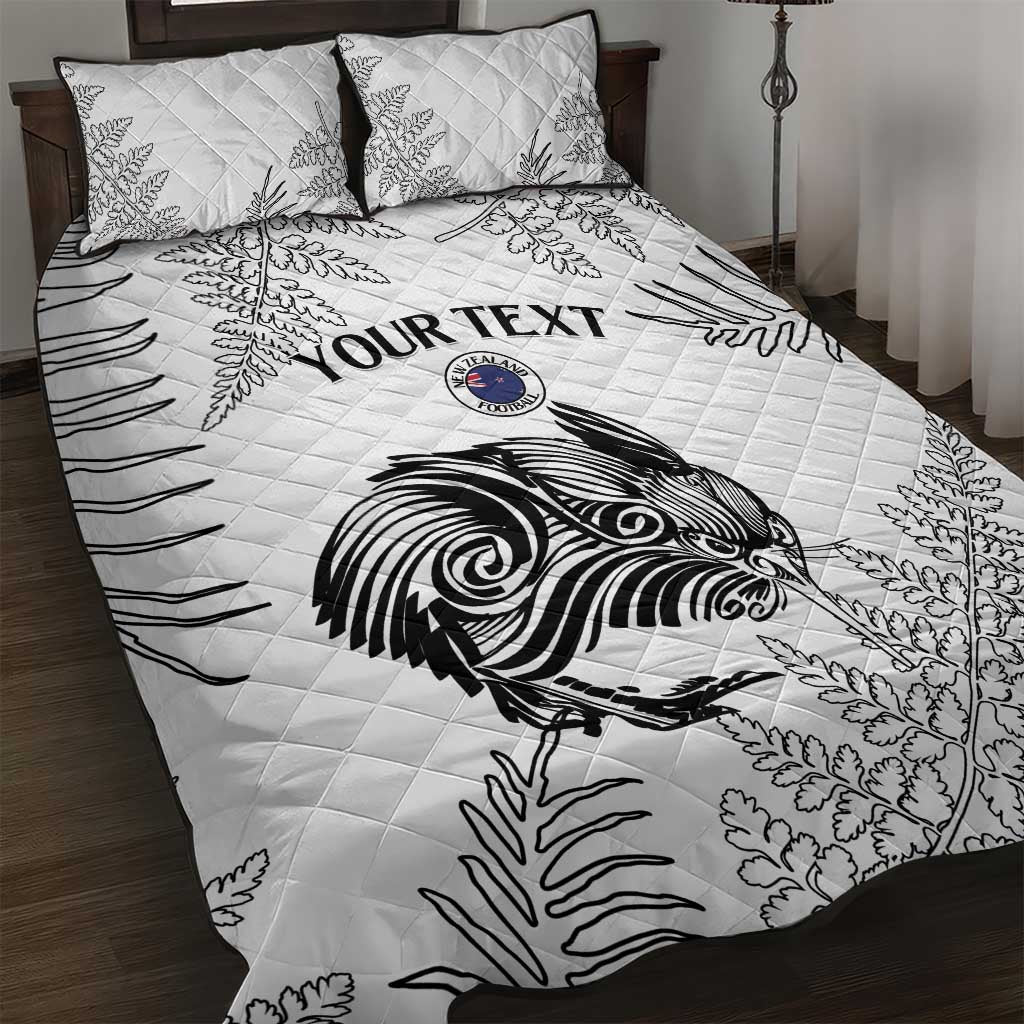 Custom New Zealand Kiwi Football Quilt Bed Set Aotearoa Silver Fern