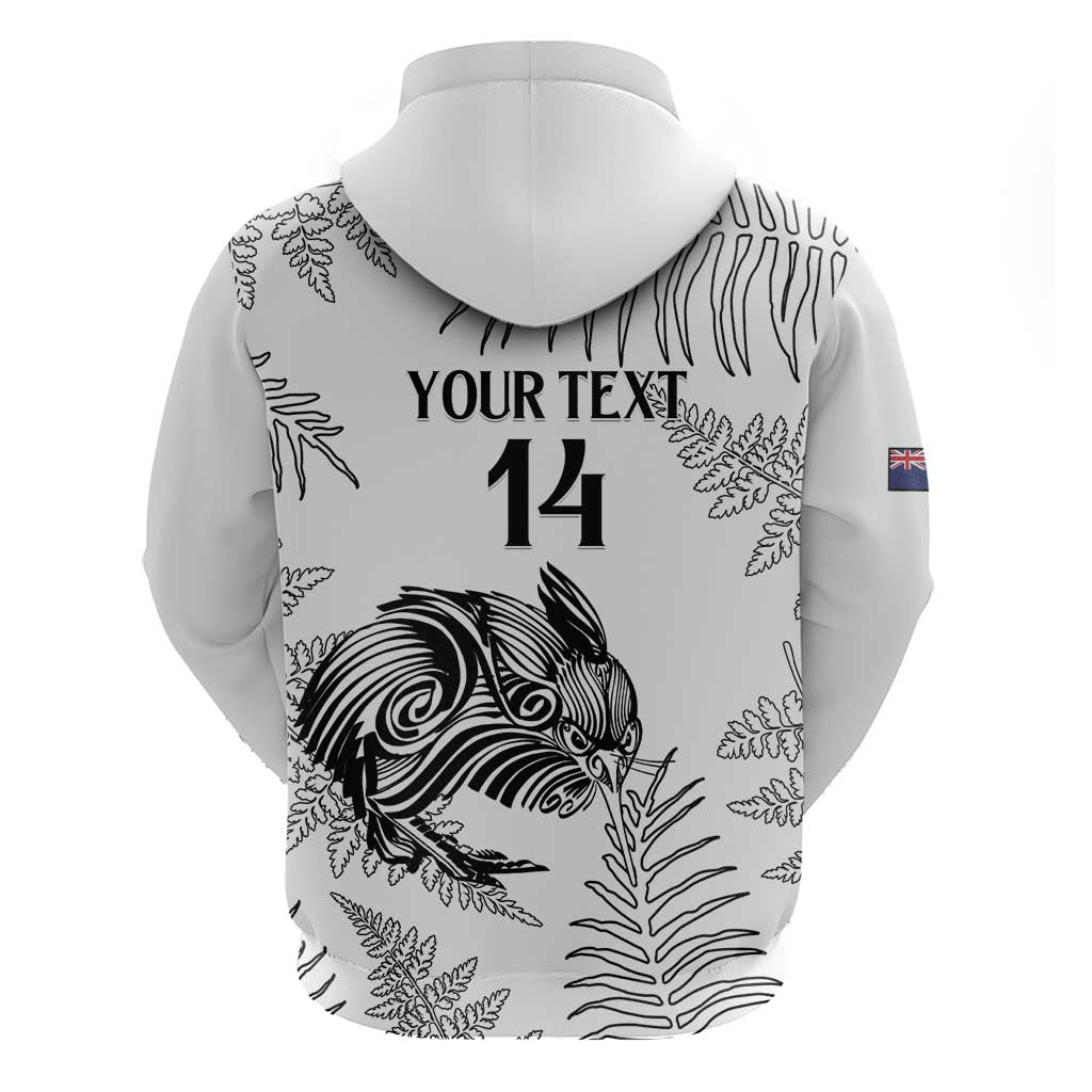 Custom New Zealand Kiwi Football Zip Hoodie Aotearoa Silver Fern