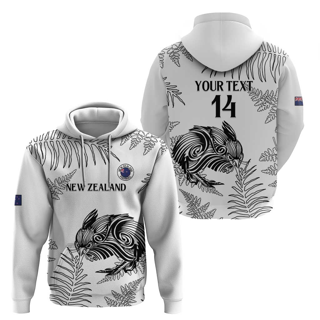 Custom New Zealand Kiwi Football Zip Hoodie Aotearoa Silver Fern