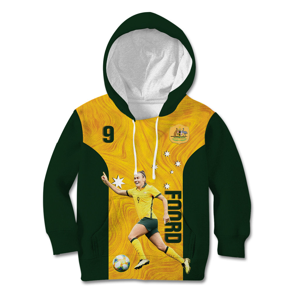 Australia Soccer Kid Hoodie Foord Matildas - Gold Marble