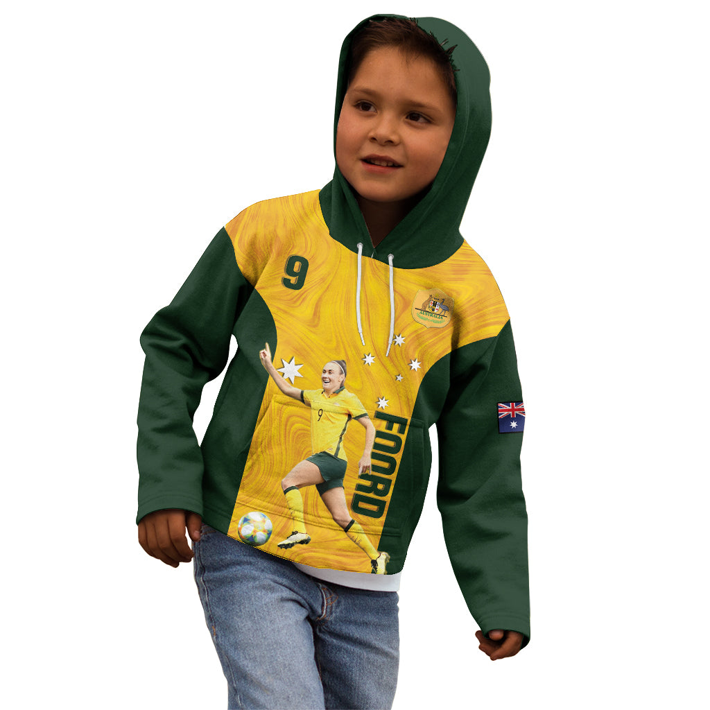 Australia Soccer Kid Hoodie Foord Matildas - Gold Marble