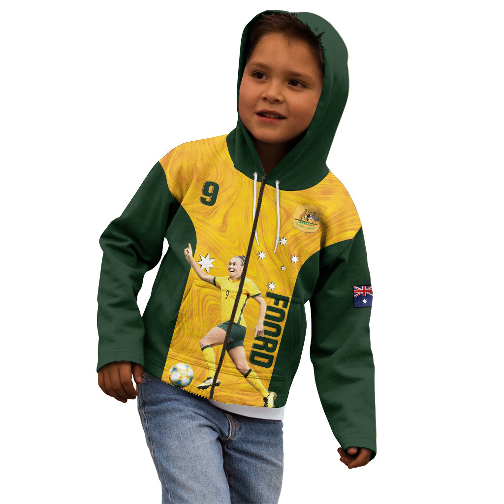 Australia Soccer Kid Hoodie Foord Matildas - Gold Marble