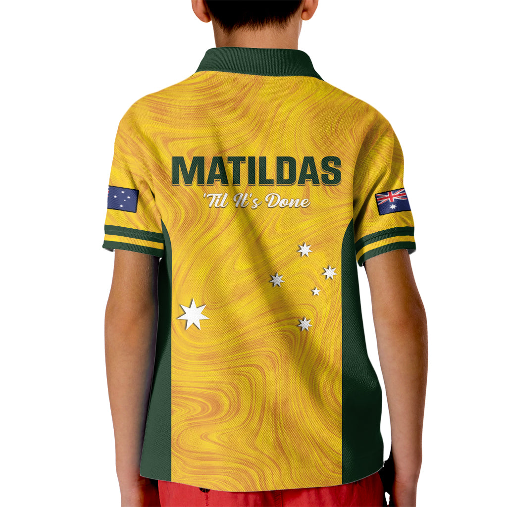 Australia Soccer Kid Polo Shirt Foord Matildas - Gold Marble