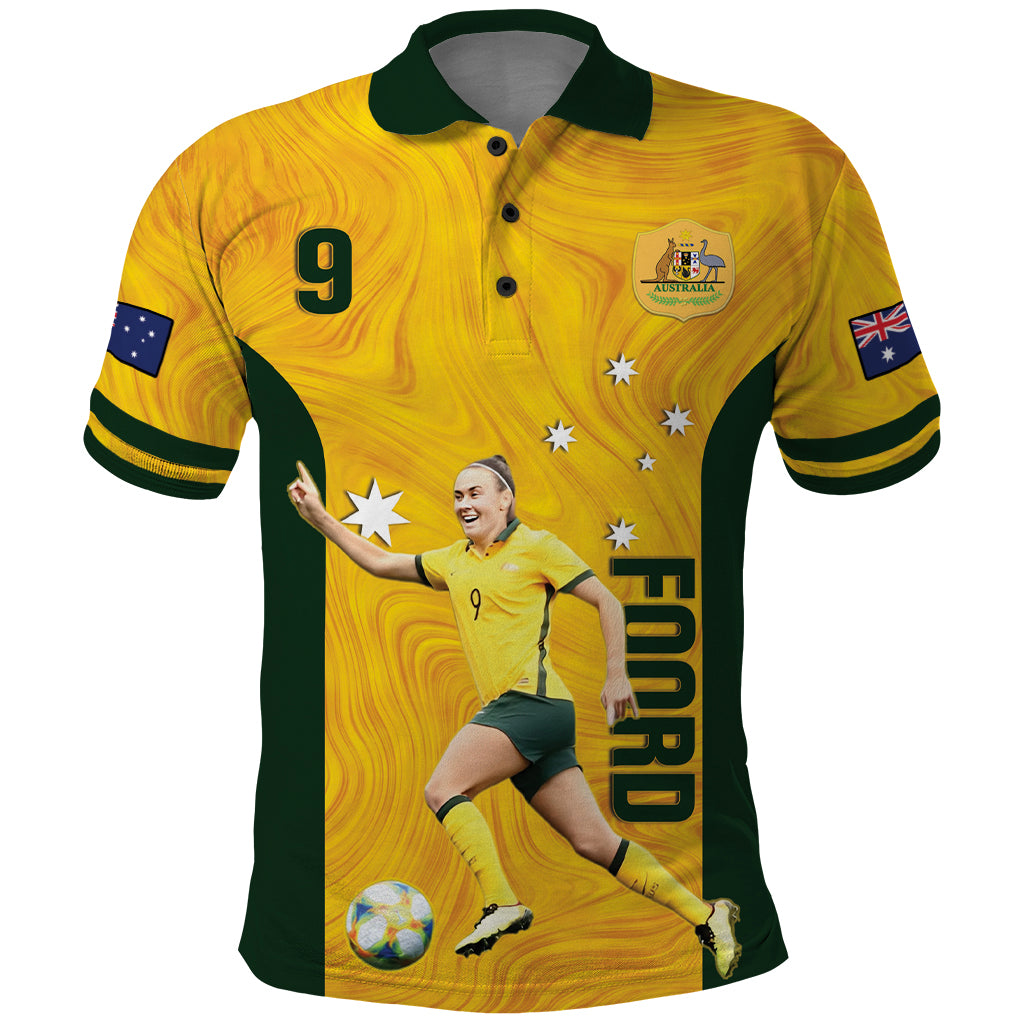 Australia Soccer Polo Shirt Foord Matildas - Gold Marble