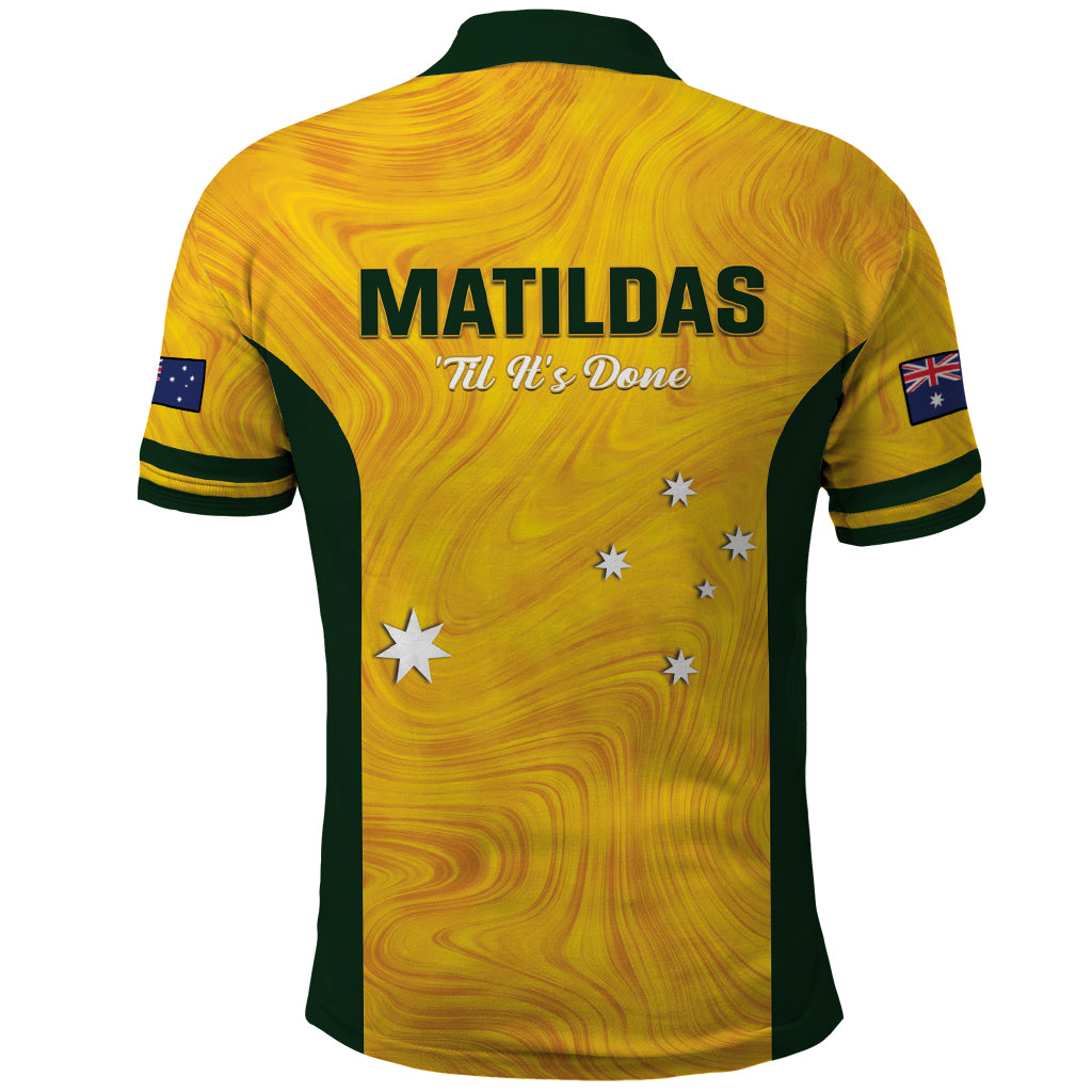 Australia Soccer Polo Shirt Foord Matildas - Gold Marble