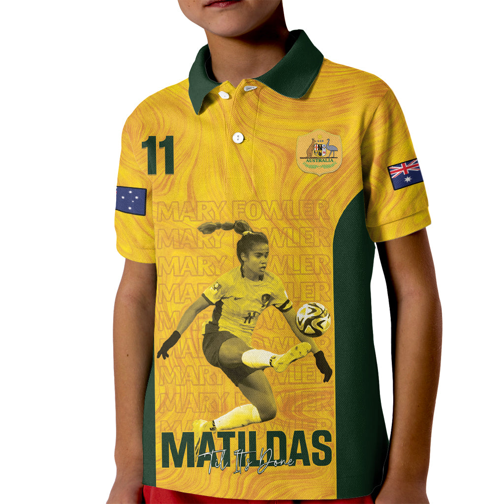 Australia Soccer Kid Polo Shirt Fowler Matildas - Gold Marble