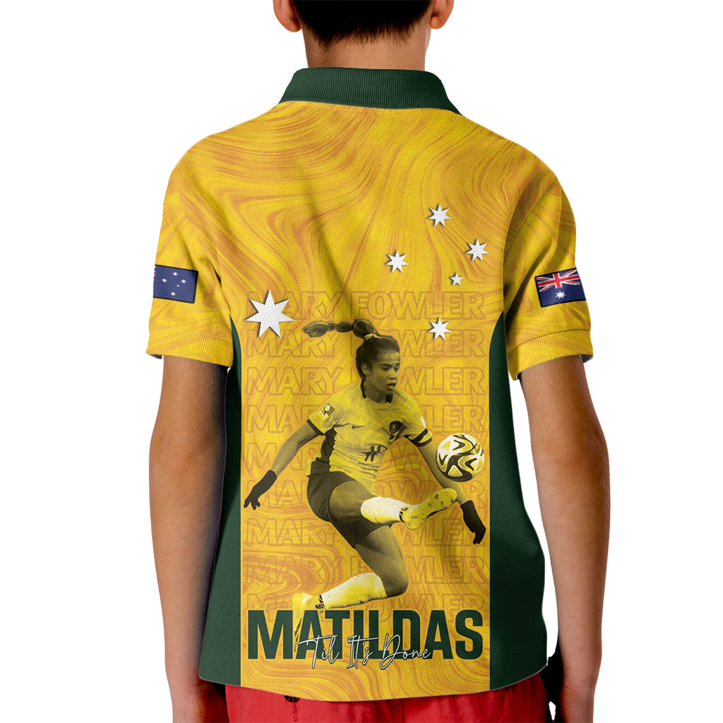 Australia Soccer Kid Polo Shirt Fowler Matildas - Gold Marble