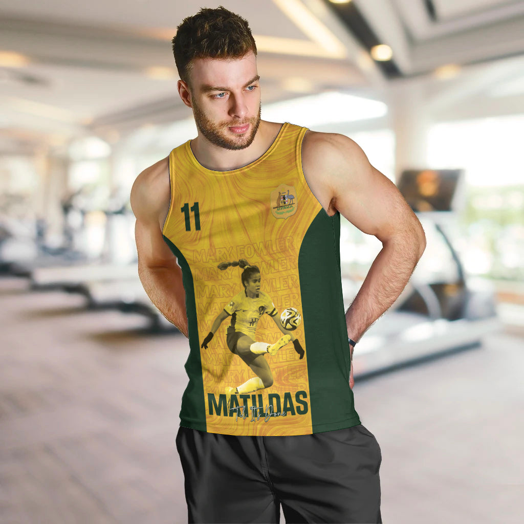 Australia Soccer Men Tank Top Fowler Matildas - Gold Marble