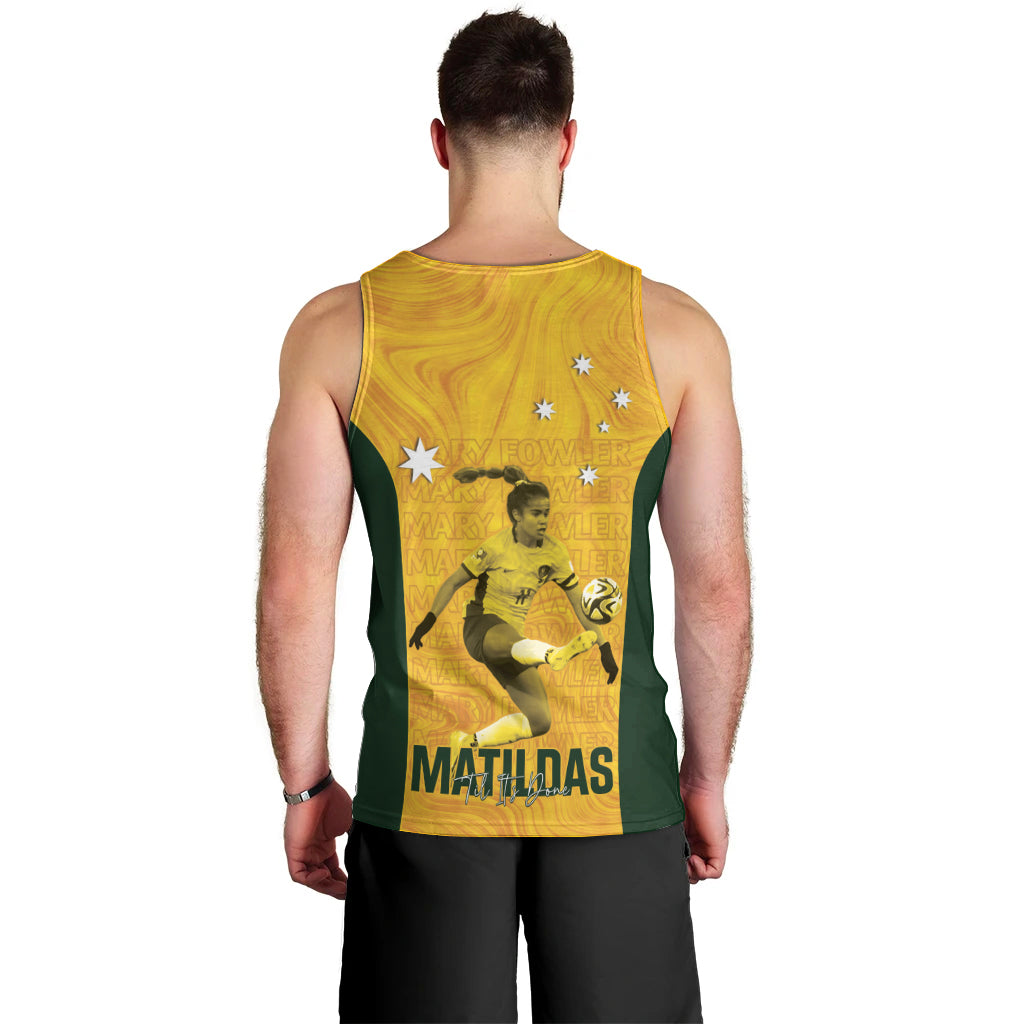 Australia Soccer Men Tank Top Fowler Matildas - Gold Marble