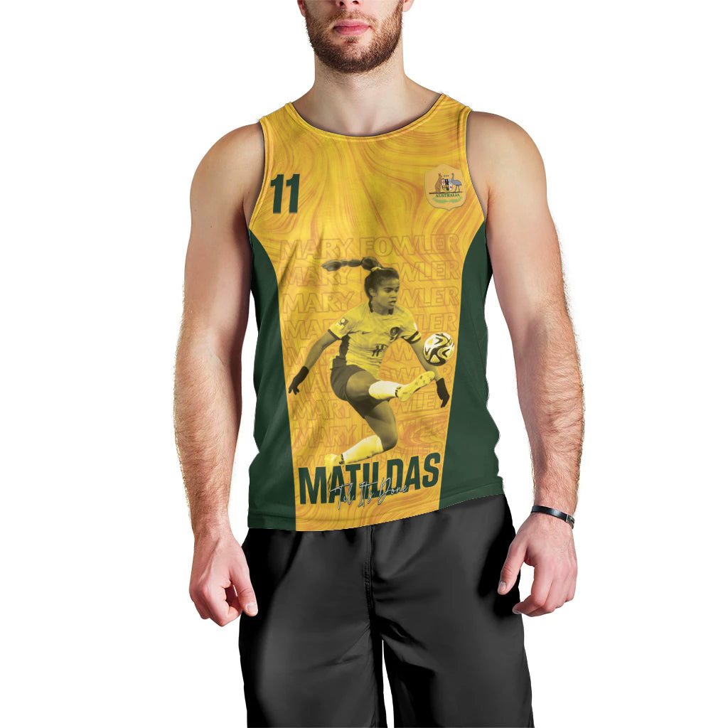 Australia Soccer Men Tank Top Fowler Matildas - Gold Marble