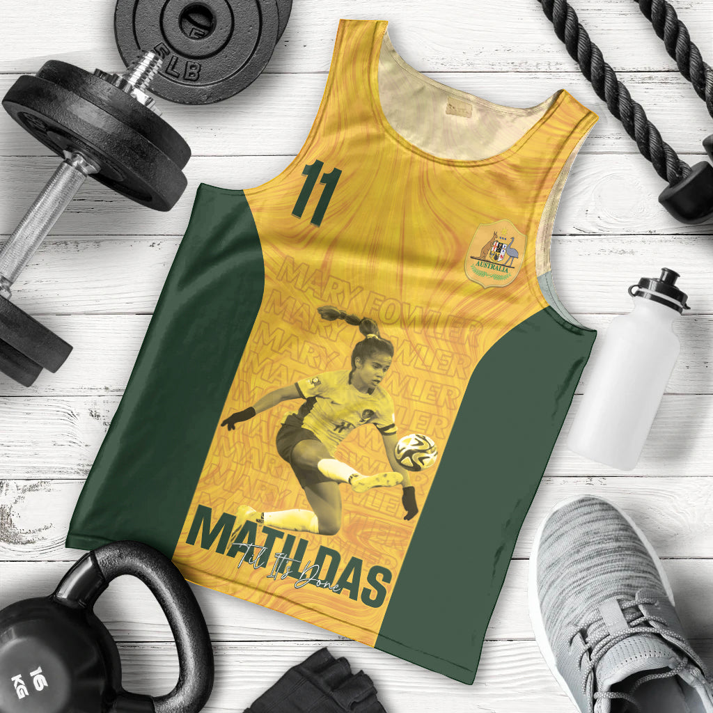 Australia Soccer Men Tank Top Fowler Matildas - Gold Marble