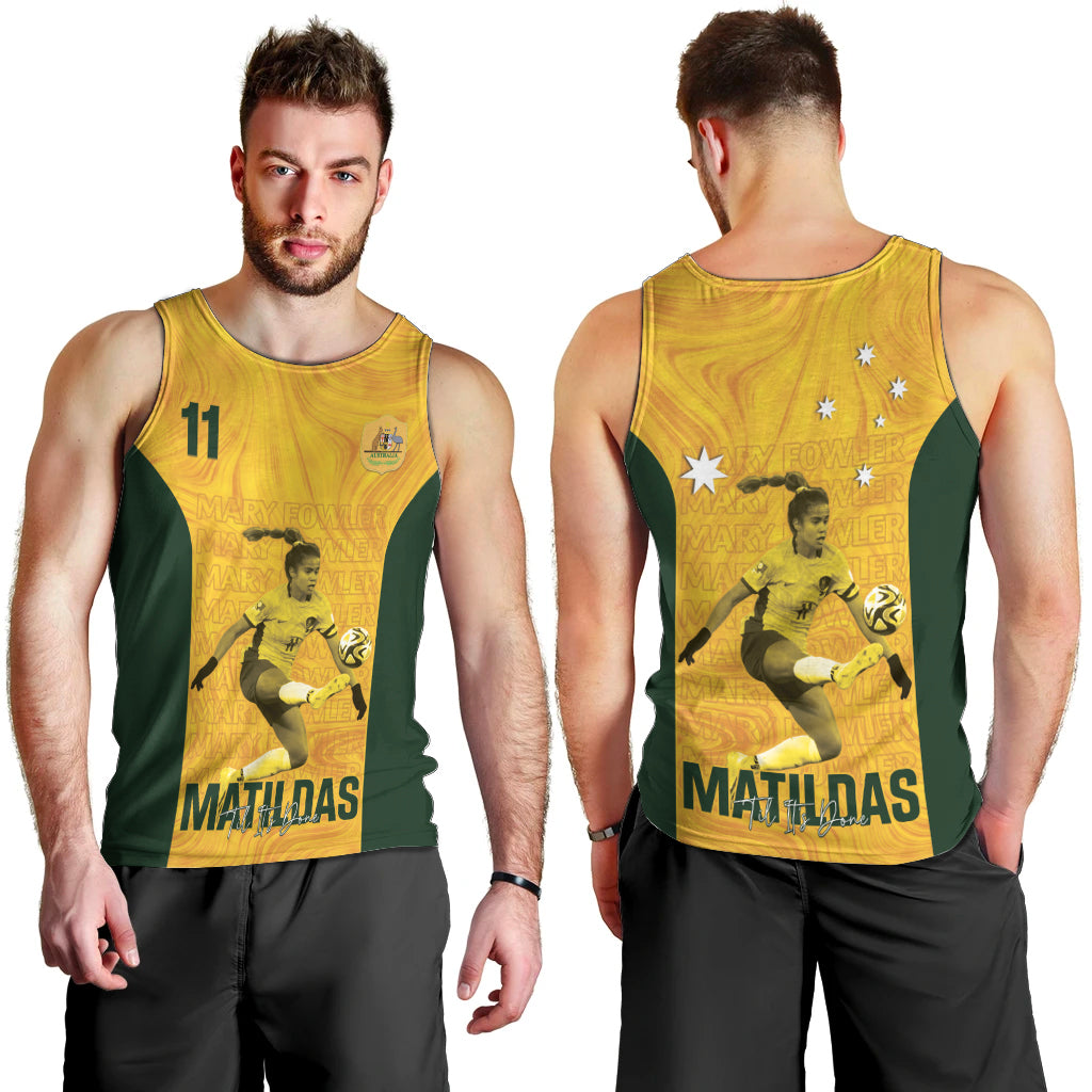 Australia Soccer Men Tank Top Fowler Matildas - Gold Marble