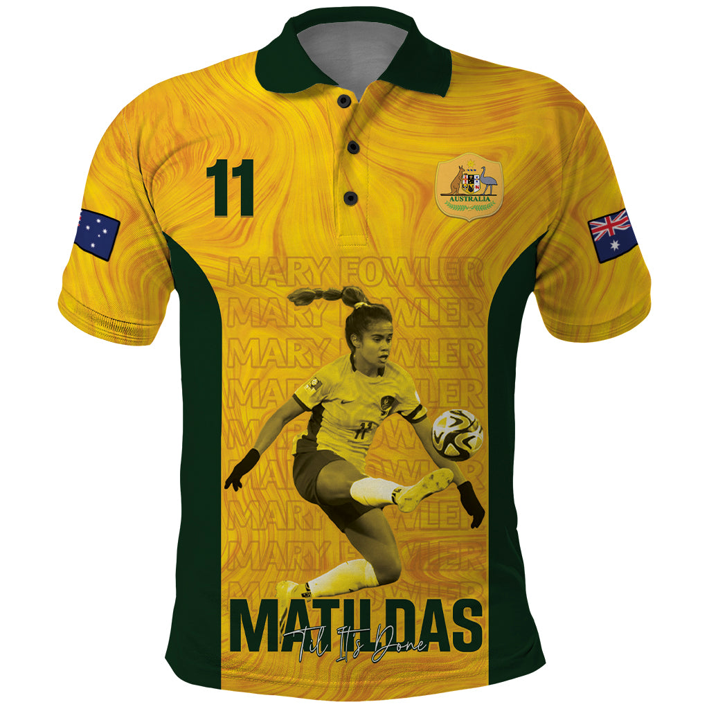 Australia Soccer Polo Shirt Fowler Matildas - Gold Marble