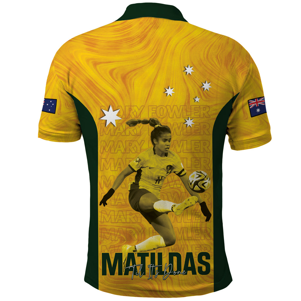 Australia Soccer Polo Shirt Fowler Matildas - Gold Marble