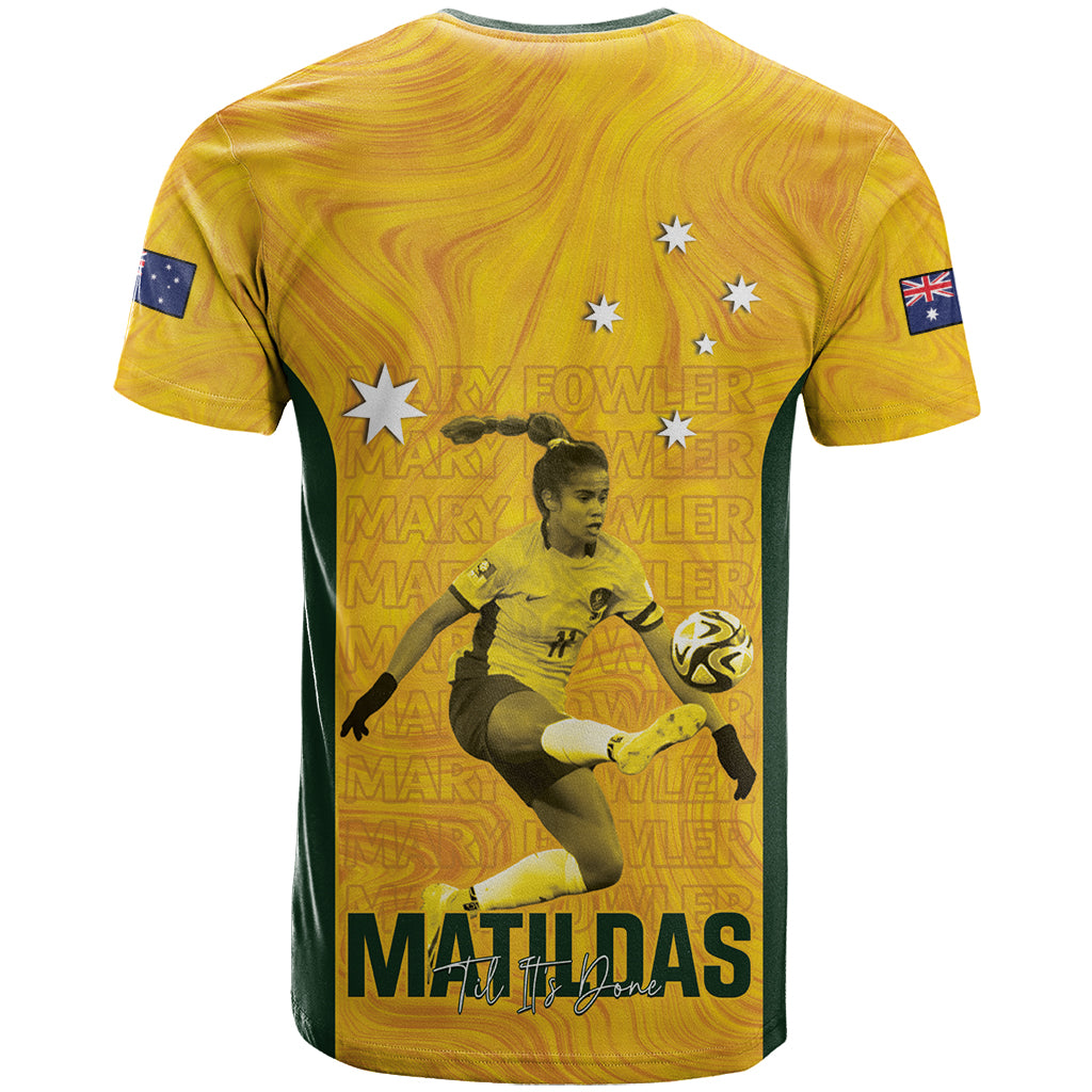 Australia Soccer T Shirt Fowler Matildas - Gold Marble