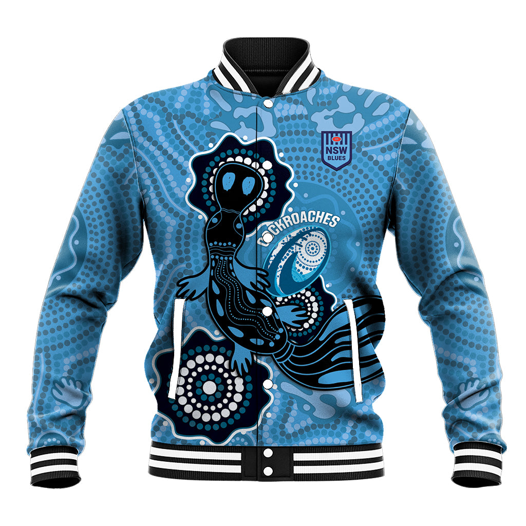 Custom NSW Blues Rugby Baseball Jacket 2024 Platypus Mix Aboriginal Art