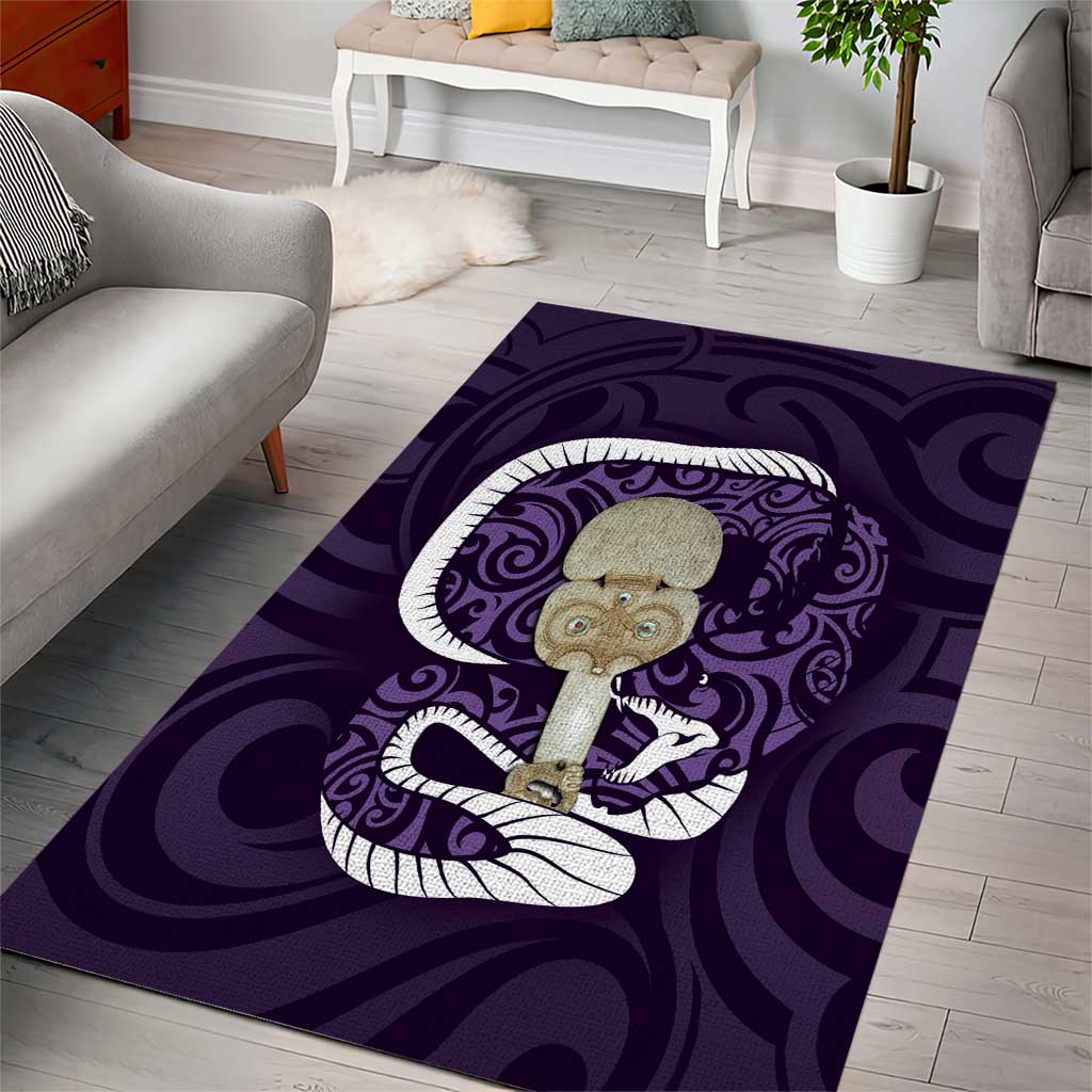 Purple New Zealand Eel Area Rug Aotearoa Maori Tuna With Kotiate Weapon