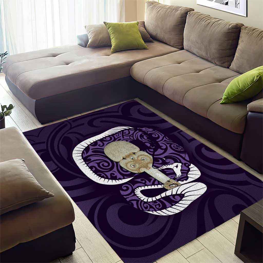 Purple New Zealand Eel Area Rug Aotearoa Maori Tuna With Kotiate Weapon